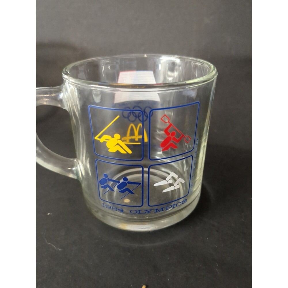 4 Vintage 1984 McDonalds Olympic Glass Coffee Mugs  Los Angeles -  All Different - Picture 11 of 16